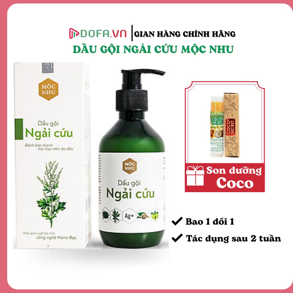 [Rẻ vô địch]Dầu Gội Ngải Cứu Mộc Nhu, Giảm Gàu Ngứa, Nấm Da Đầu, 300Ml, Tặng Son Dưỡng Môi