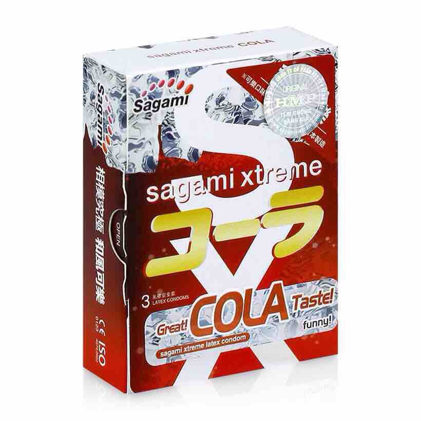 |Bao Cao Su Sagami Xtreme Cola Siêu Mỏng Hương Cô Ca Sáng Khoải  (Hộp 3 Cái )