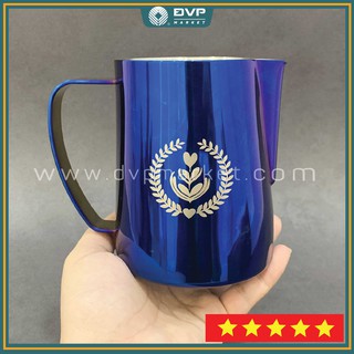 Ca đánh sữa Rattleware in hoa xanh mạ bóng 600ml
