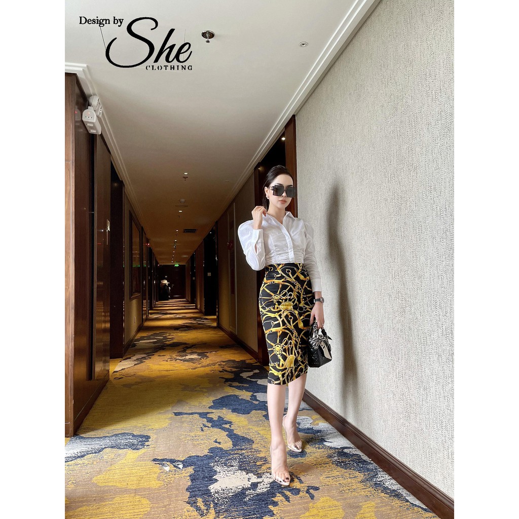 💥 Chân váy công sở nữ 💥 [𝐅𝐑𝐄𝐄𝐒𝐇𝐈𝐏] She Clothing chân váy bút chì họa tiết sang chảnh cho quý cô