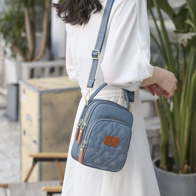 Túi Đeo Chéo Đựng Điện Thoại Họa Tiết Thêu Phong Cách Thời Trang Cho Nữ