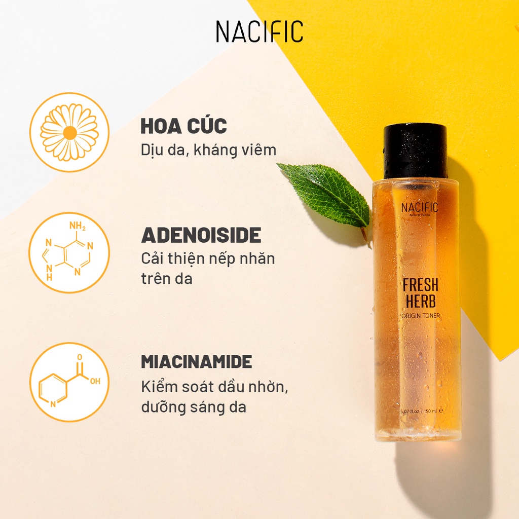 Nước Hoa Hồng Nacific Làm Dịu Da Nhạy Cảm Kích Ứng Fresh Herb Origin Toner 30ml