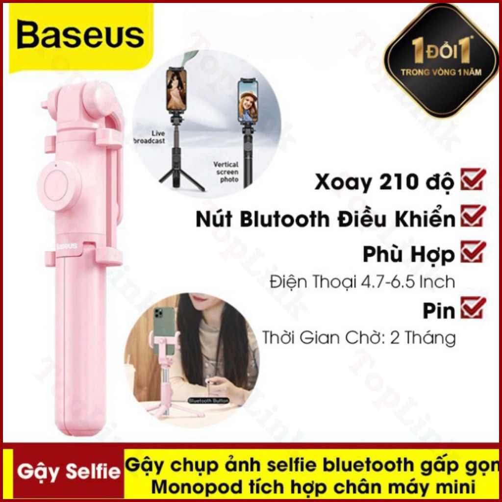 [CHÍNH HÃNG] Gậy Chụp Ảnh Bluetooth Baseus Monopod Không Dây Tích Hợp Chân Máy Mini Cho Iphone/Android/Huawei