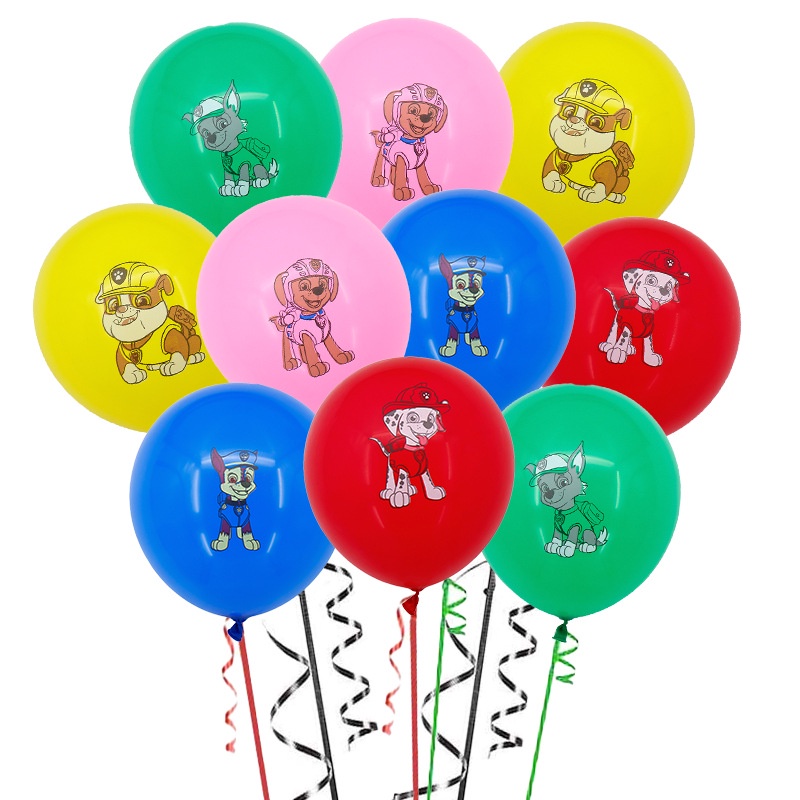 Set 10 Bong Bóng Cao Su 12 inch Hình Chú Chó Cứu Hộ Trang Trí Tiệc Cho Bé