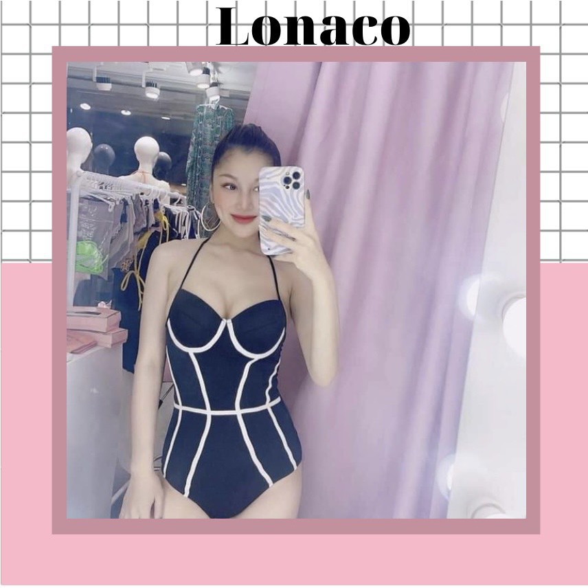 BIKINI ĐỒ BƠI ĐỒ TẮM LIỀN GỌNG VIỀN TRẮNG THIẾT KẾ CAO CẤP LONACO LGVT01