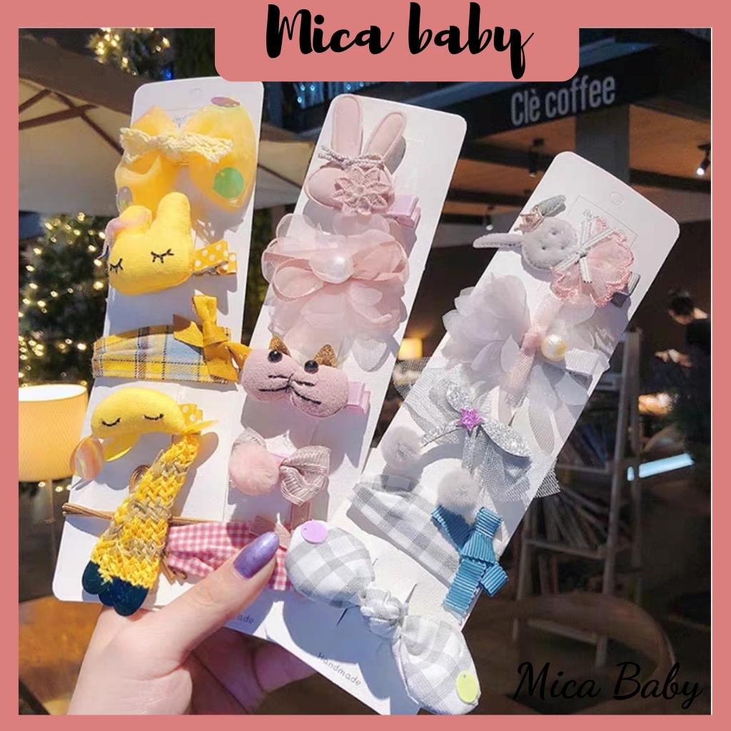 Set 5 kẹp tóc màu sắc cầu vồng đáng yêu cho bé Mica baby