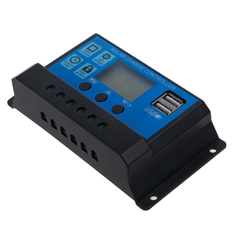 Bộ điều khiển sạc pin năng lượng mặt trời hai cổng USB 12/24V 10/20/30A màn hình LCD