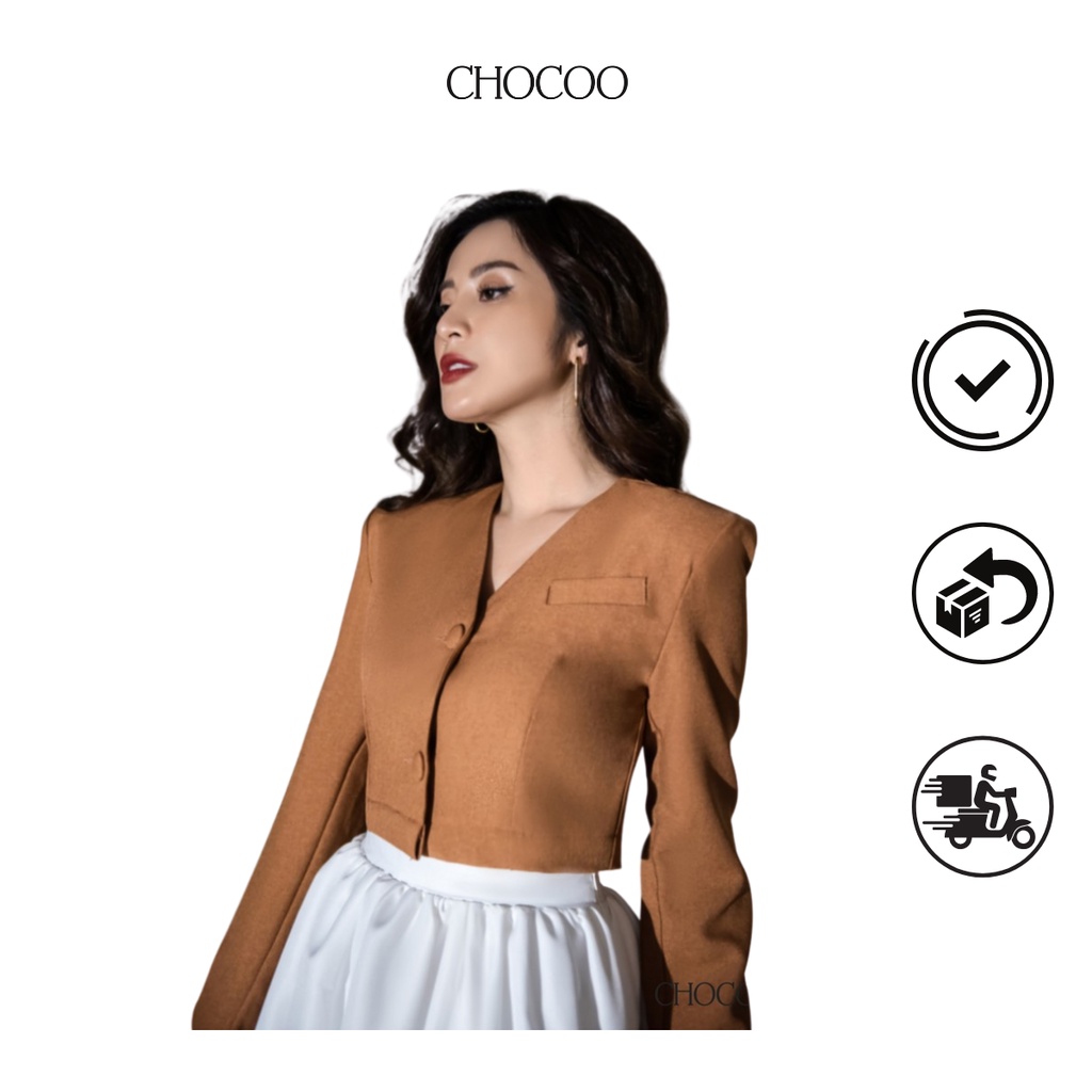 Áo Khoác CHOCOO Marney Jacket dài tay dáng ngắn croptop thiết kế cao cấp tôn dáng sang chảnh quý phái trang trọng
