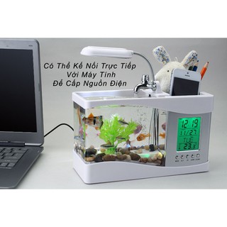 Hồ cá, Bể cá mini kiêm đồng hồ để bàn (trắng,  đen)