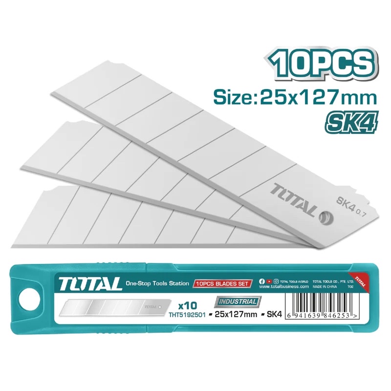 THT5192501 Bộ 10 lưỡi dao rọc giấy 25 x 127mm Total