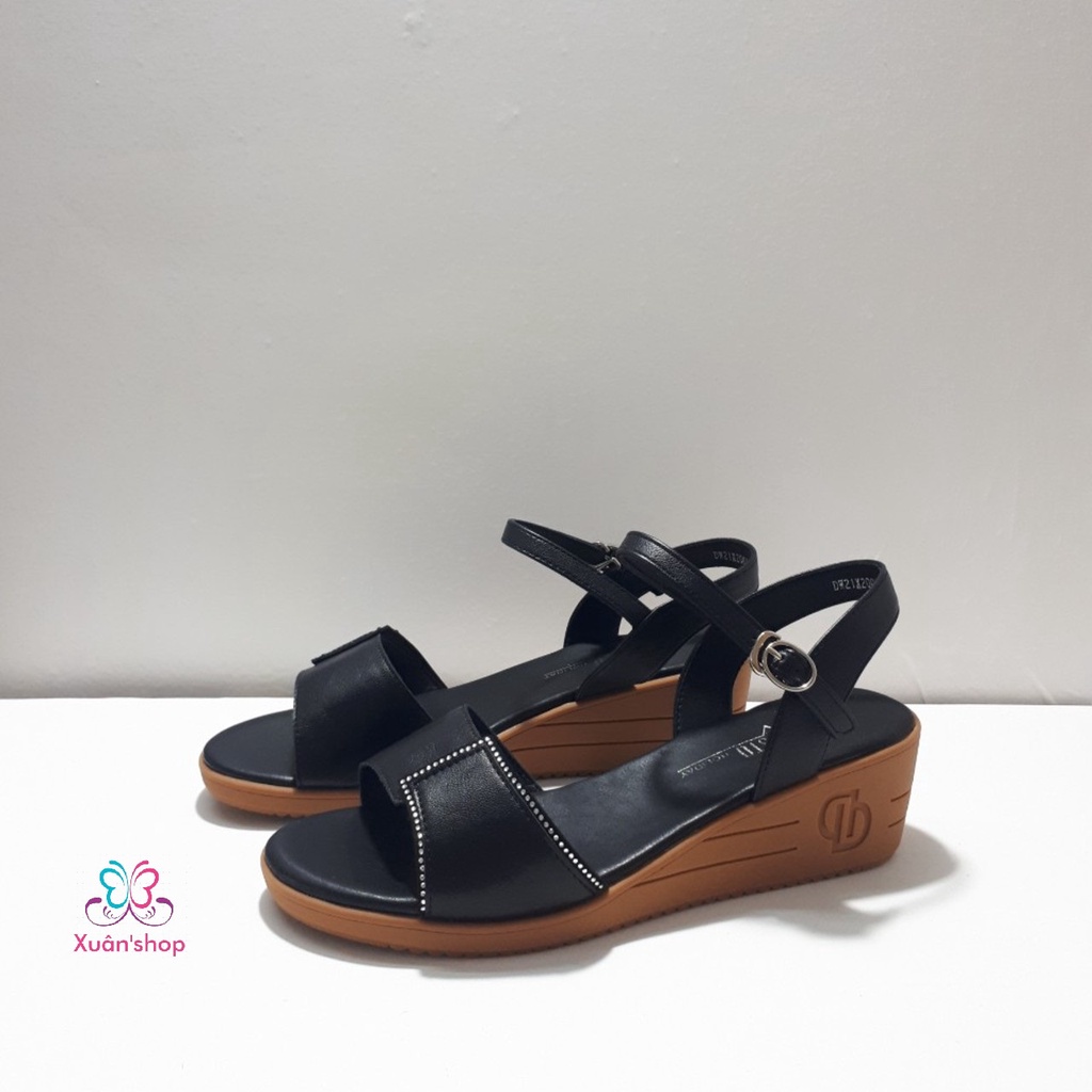 Sandal Dusto quai ngang đính đá, đế xuồng cao 5cm (có sẵn)