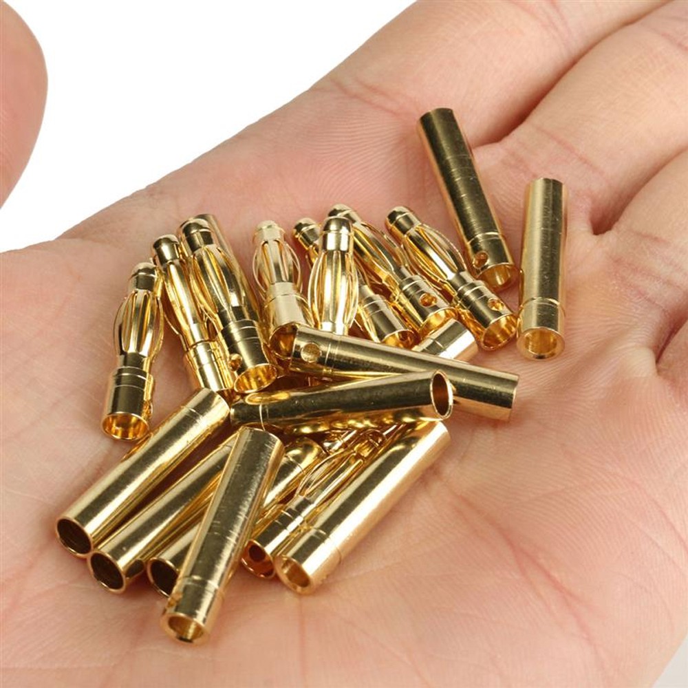 10 cặp / lốc 2.0 / 3.0 / 3.5 / 4.0 / 5 / 5.5 / 6.5 / 8mm gold bullet banana connector plug for lipo battery rc esc motor car truck toys diy