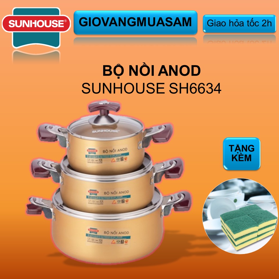 Bộ 3 nồi anod SUNHOUSE SH6634