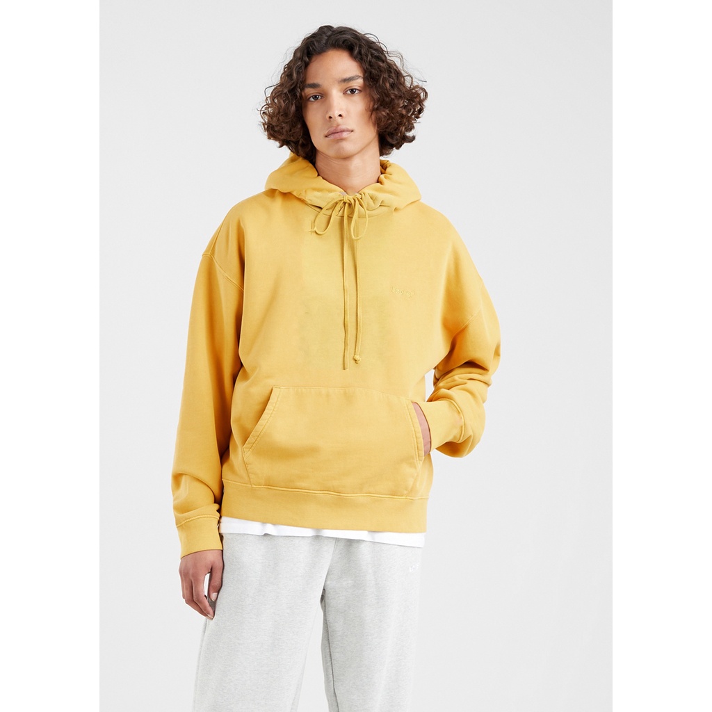 Hoodie Levis dành cho nam. Mẫu Unisex phù hợp cho cả nam và nữ. Chất vải sweater da cá. Màu Vàng, logo thêu nhỏ ngực
