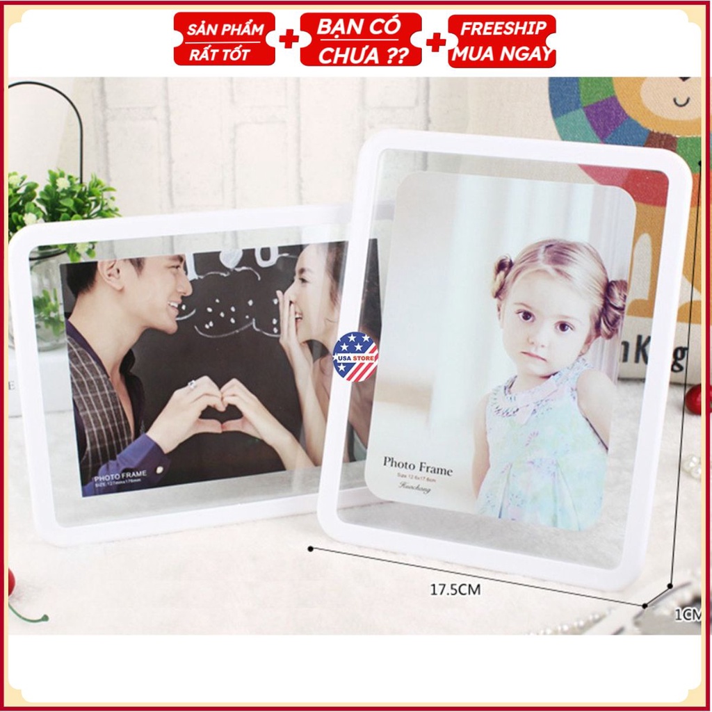 Khung Để Ảnh Để Bàn Hiện Đại 23x17cm Kiểu 3 - Viền Trong Suốt - Size Ảnh 13x18 cm