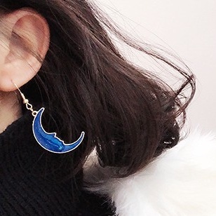Khuyên Tai Bất Đối Xứng Hình Ngôi Sao Mặt Trăng Thời Trang