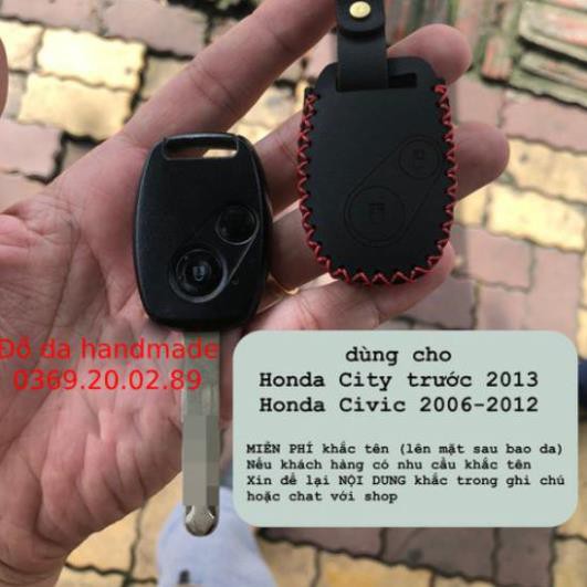 [DA BÒ HANDMADE - SALES SẬP SÀN] Bao da chìa khóa Honda Civic, City da bò thật handmade