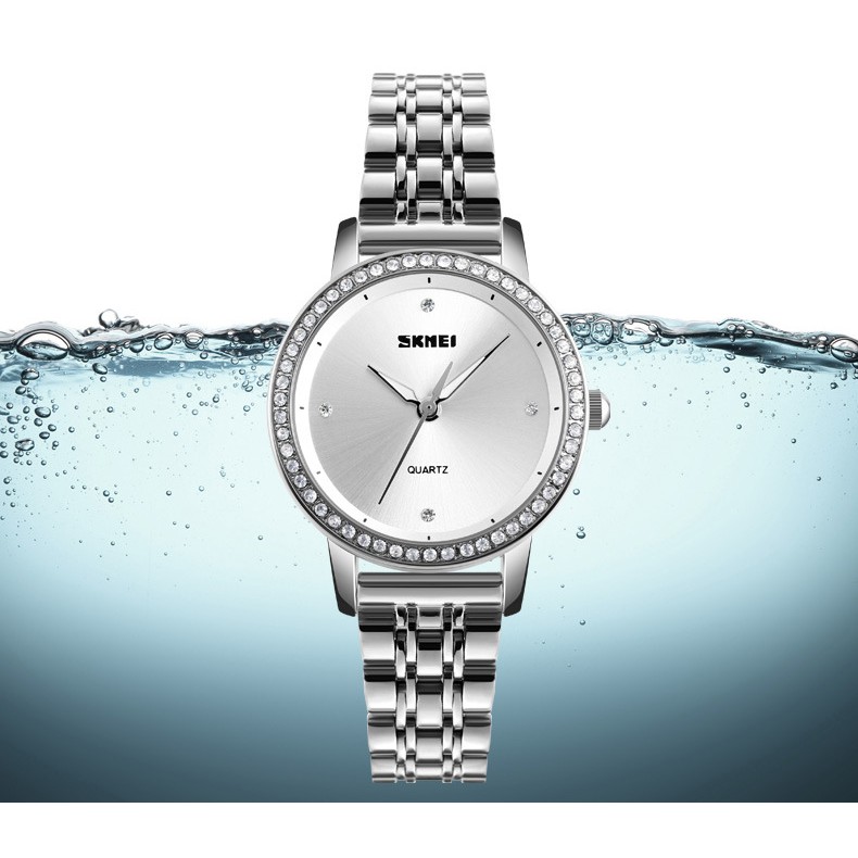 Đồng hồ thời trang nữ Skmei 1311 dây thép không gỉ viền đá cao cấp | BigBuy360 - bigbuy360.vn