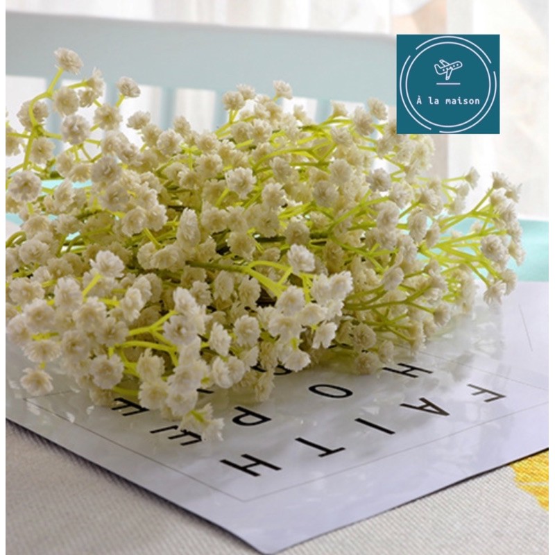 Cành hoa baby 62cm nhiều nhánh hoa nhỏ xinh xắn dùng trong decor chụp ảnh trang trí nhà cửa