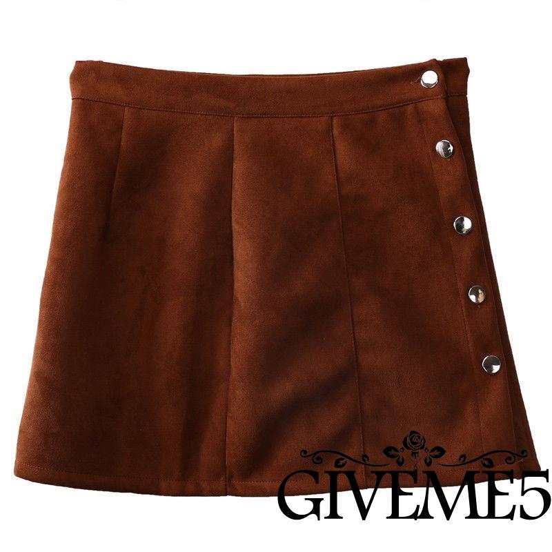 Váy ngắn da lộn có dây cột thời trang cho nữ