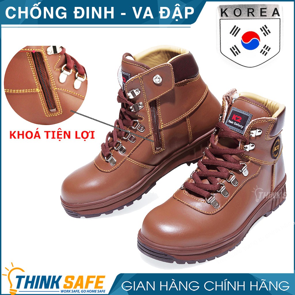 Giày bảo hộ Hàn Quốc K2-14 da bò thật, chống tĩnh điện, chống đâm xuyên, chống trơn trượt - Bảo Hộ Thinksafe