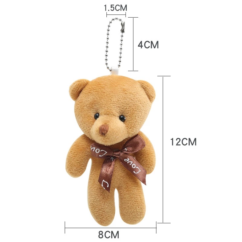 Móc khóa gấu bông mềm 8 màu dễ thương