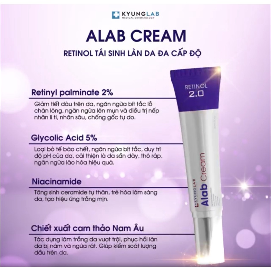 Retinol Kyunglab/ Kyung lab Alab Cream - Chống lão hóa, cấp ẩm, dưỡng trắng, tái tạo phục hồi da chuyên sâu