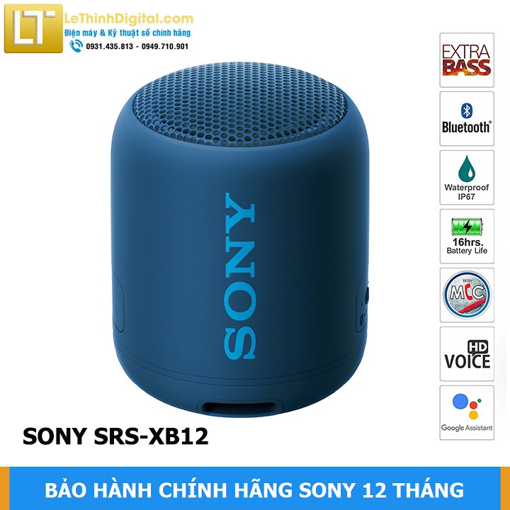 Loa Bluetooth Sony SRS-XB12 (Xanh Dương) | Hãng phân phối | Bảo hành chính hãng 12 tháng toàn quốc