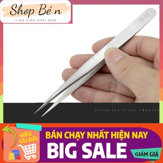 Nhíp thép không rỉ VETUS loại tốt cạnh viền bo tròn, gắp linh kiện TS-12