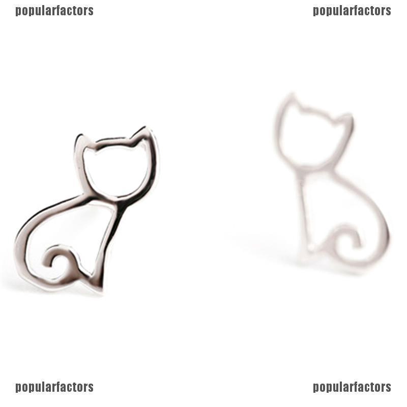 Bông Tai Bạc Hình Mèo Dễ Thương Cho Nữ