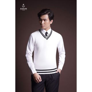 Áo len nam adam store gile trắng al003t