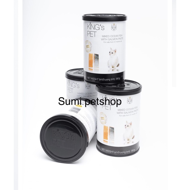 [Mã PET50K giảm Giảm 10% - Tối đa 50K đơn từ 250K] 380gr Pate hỗn hợp cá Hồi King’s Pet -Thức ăn cho chó mèo