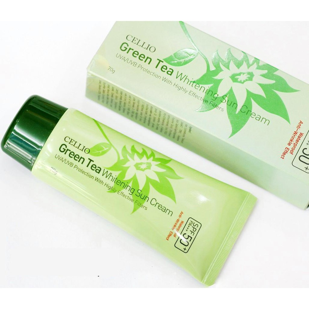 Kem chống nắng Cellio Green Tea Whitening Sun Cream SPF50 PA+++