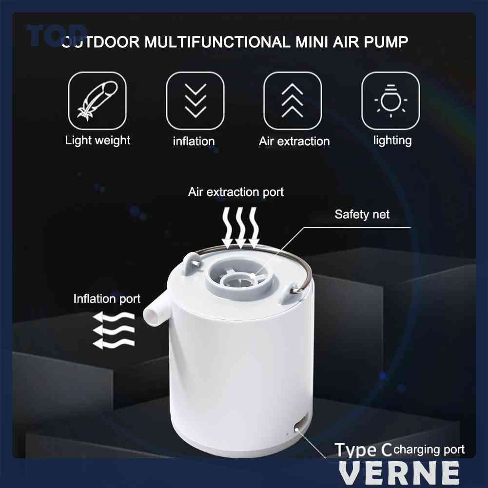 Bơm Hơi Mini VERNE Siêu Nhẹ Sạc USB Tiện Dụng Khi Đi Cắm Trại