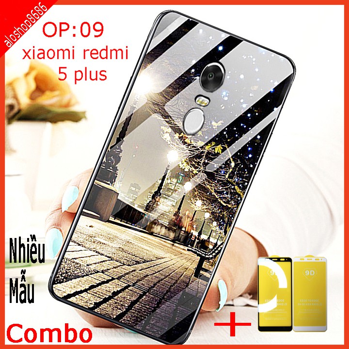 COMBO ốp lưng KÍNH 3D XIAOMI REDMI 5 PLUS SANG TRỌNG, TRẺ TRUNG (TẶNG KÈM 1 kính cường lực FULL màn hình) EDUCASESHOP