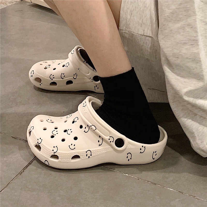 Dép croc mặt cười smile Ulzzang cute