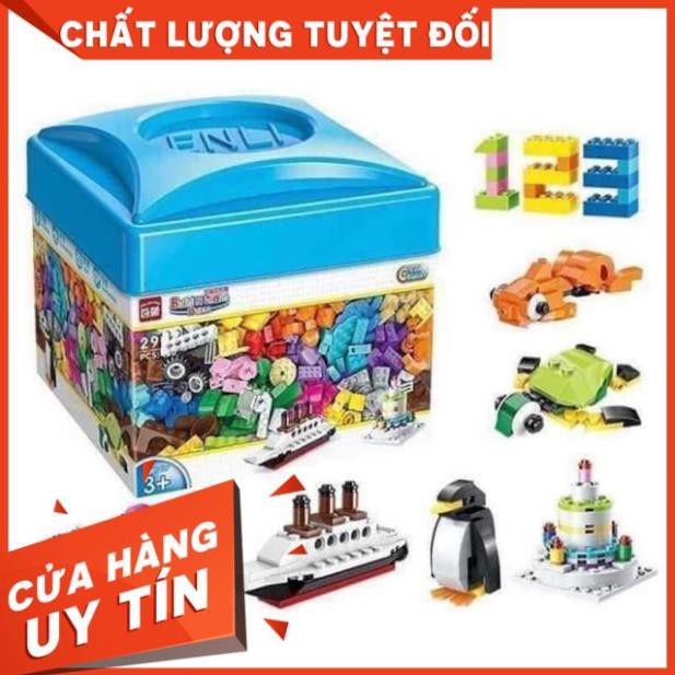 BỘ LEGO 460 CHI TIẾT HỘP VUÔNG MÀU XANH