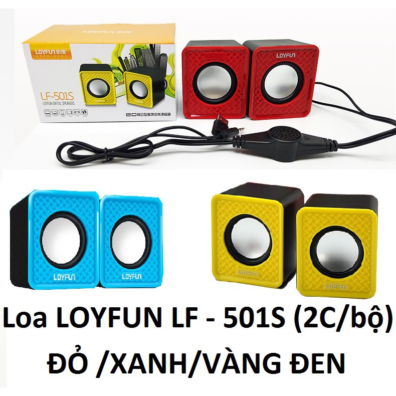 LOA BỘ VI TÍNH LOA CẶP LOYFUN LF 501S 2 CÁI 1 BỘ MÀU ĐỎ ĐEN, XANH ĐEN, VÀNG ĐEN