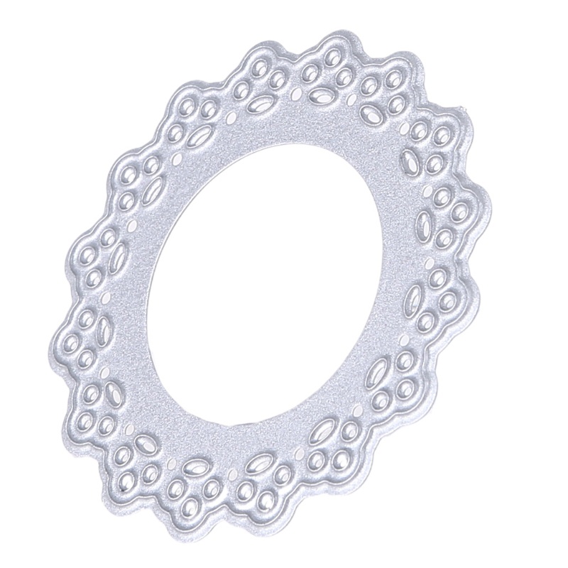 Khuôn cắt giấy kim loại khung tròn họa tiết ren xinh xắn