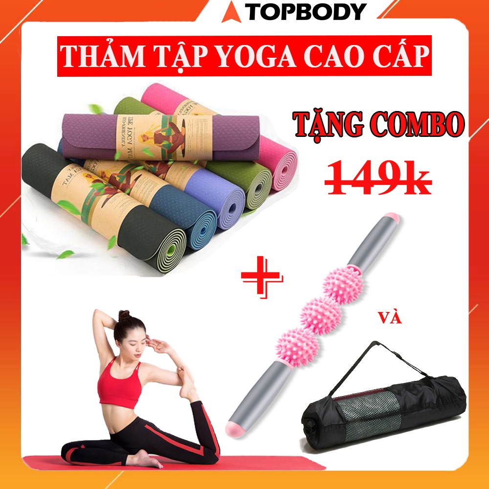 Thảm Tập Yoga Định Tuyến 2 lớp 6 mm cao cấp, gấp gọn, du lịch tiện lợi TOPBODY