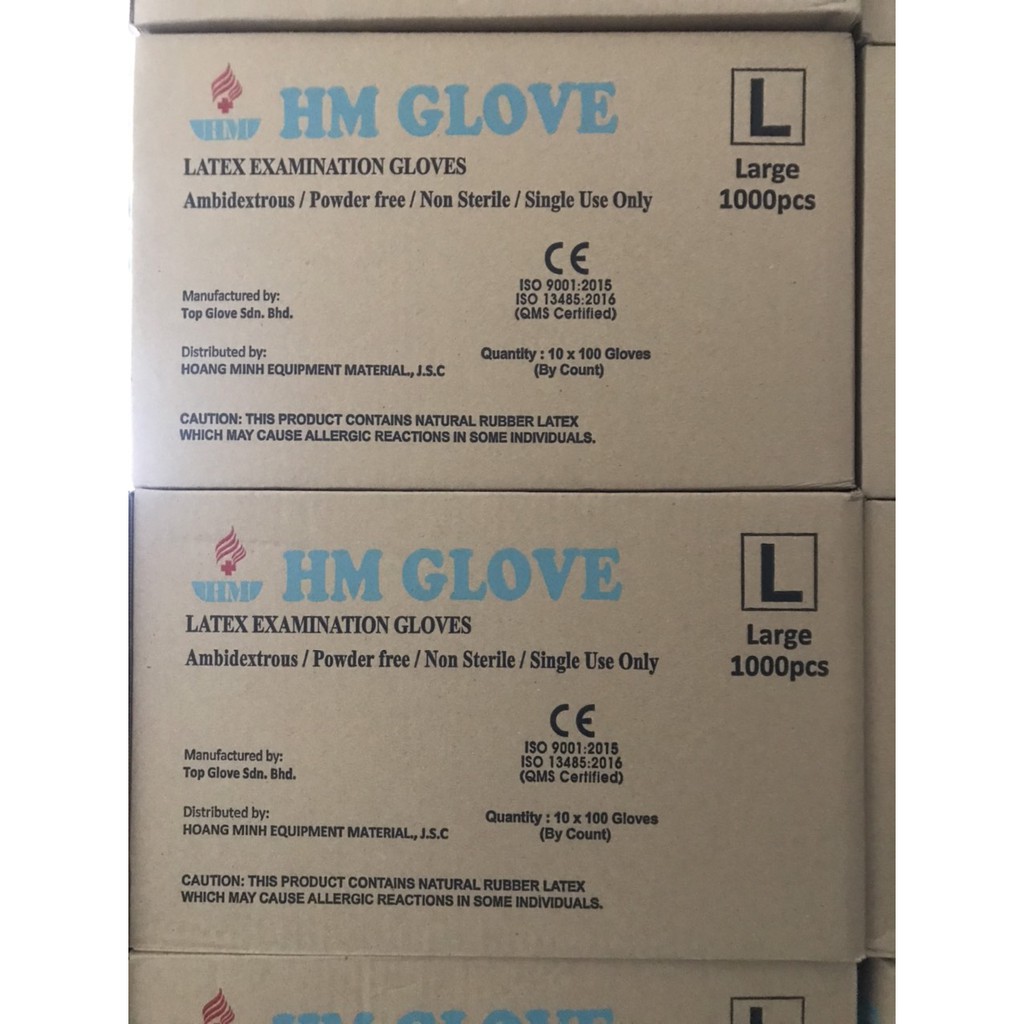 Hộp ( 50 đôi) Găng cao su Tay y tế Latex không bột, có bột - HM Glove - Malaysia (Phòng khám,spa, thẩm mỹ viện, xăm,..)
