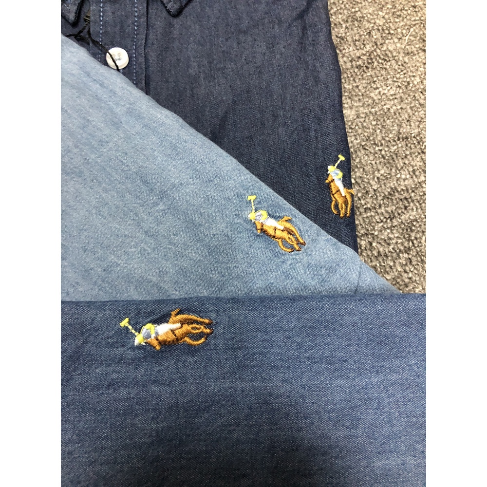 Áo Sơ Mi Công Sở Vải Denim Thêu Hình Ralph 2022 Laurens