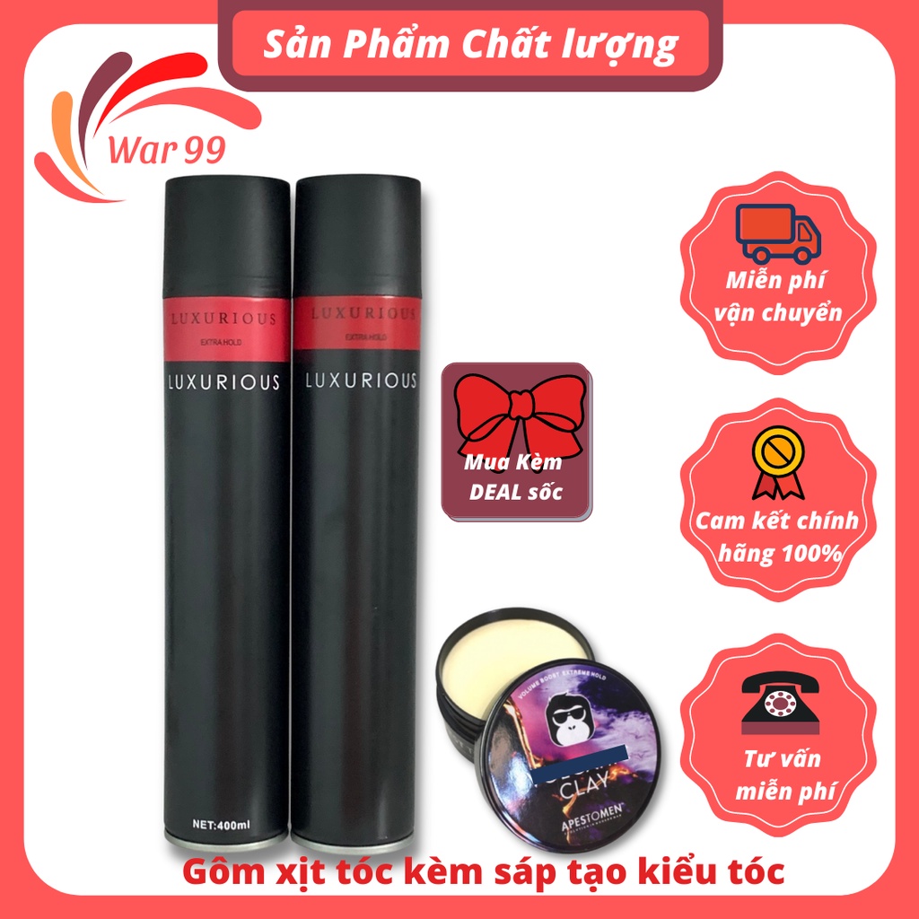 Gôm xịt tóc LUXURIOUS kèm sáp vuốt tóc tạo kiểu giữ nếp VCN