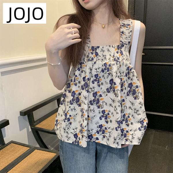 Áo Hai Dây Cổ Vuông Dáng Rộng In Họa Tiết Hoa Thời Trang Mùa Hè Xinh Xắn Cho Nữ