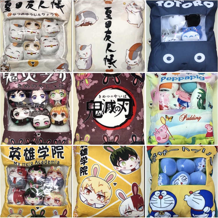 OtakuTPstore Gối mochi nhồi bông anime hoạt hình Attack on Titan Jujutsu Kaisen Kimetsu no Yaiba Haikyu Tokyo Revengers