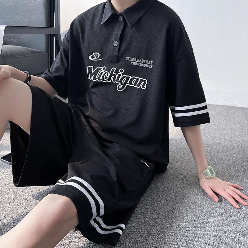 Bộ Đùi Nam Nữ Form Rộng Hàn Quốc Michigan- Bộ Đùi Tay Lỡ  Dày Mịn Thoáng Mát Thiết Kế  Kiểu Dáng Năng Động