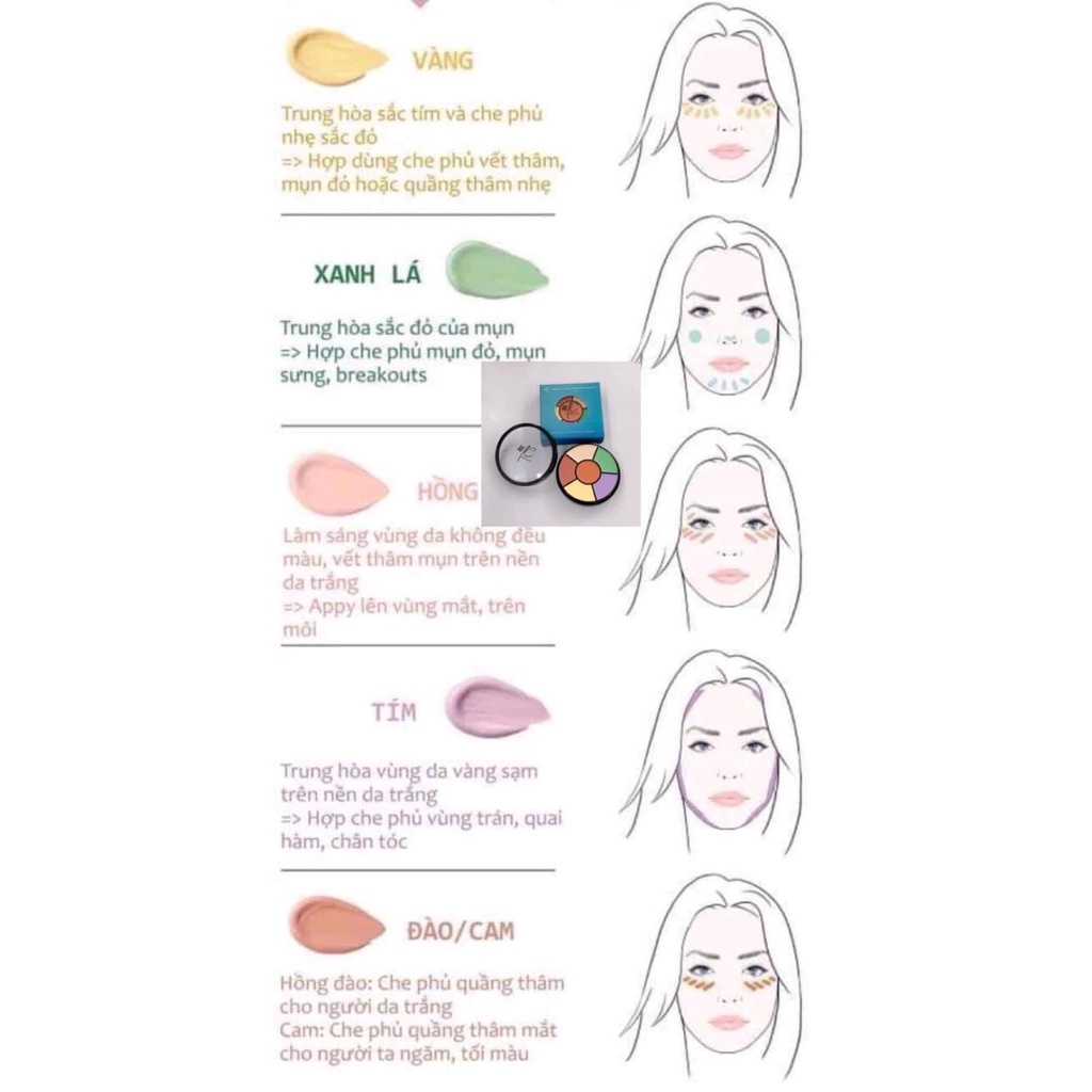 Che Khuyết Điểm Triệt sắc MC Makeup color 6 ô Thái Lan Che Mọi Khuyết Điểm
