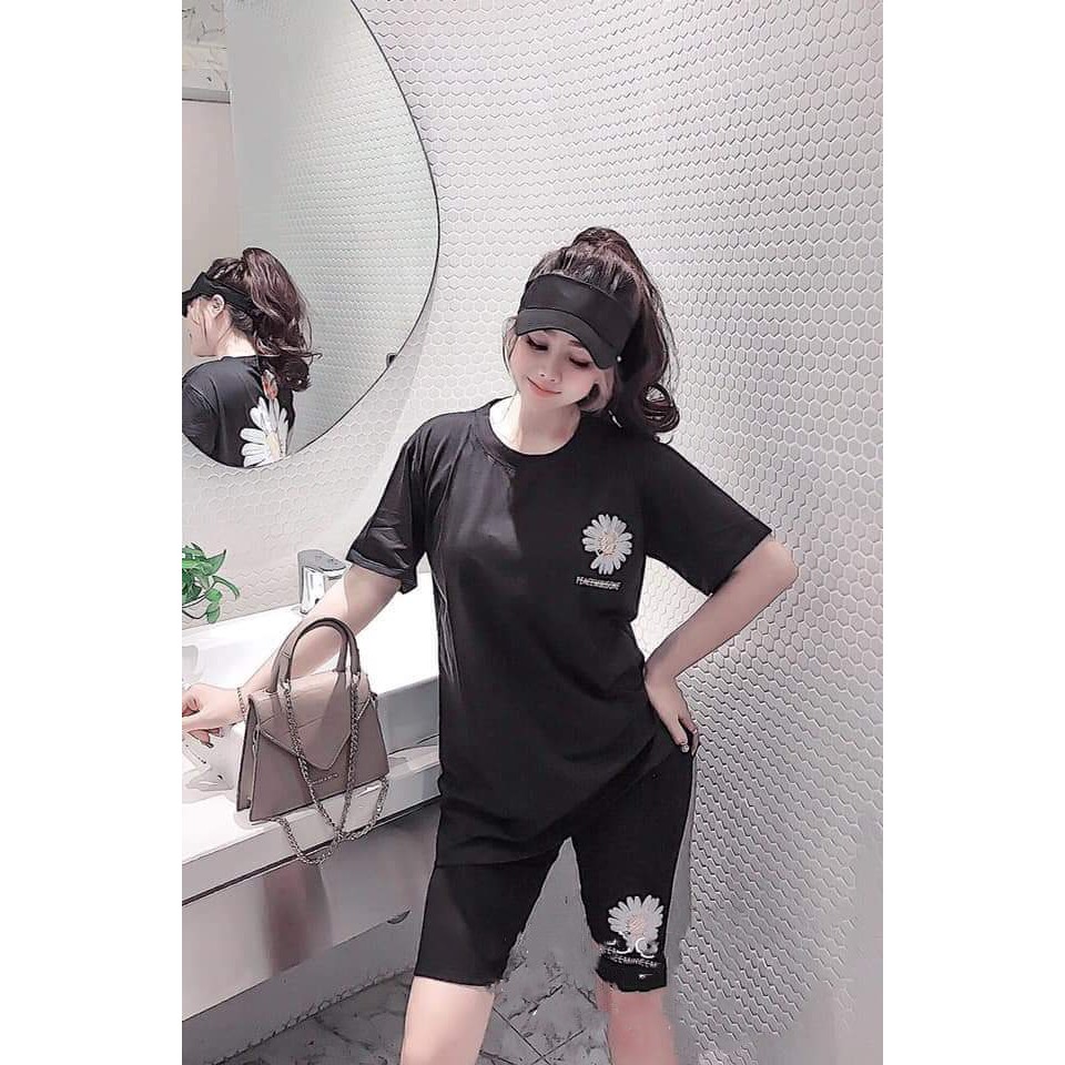 Đồ Bộ Mặc Nhà Cao Cấp, Chất Cotton 100%, 45kg đến 80kg vừa, Hoa Cúc | BigBuy360 - bigbuy360.vn