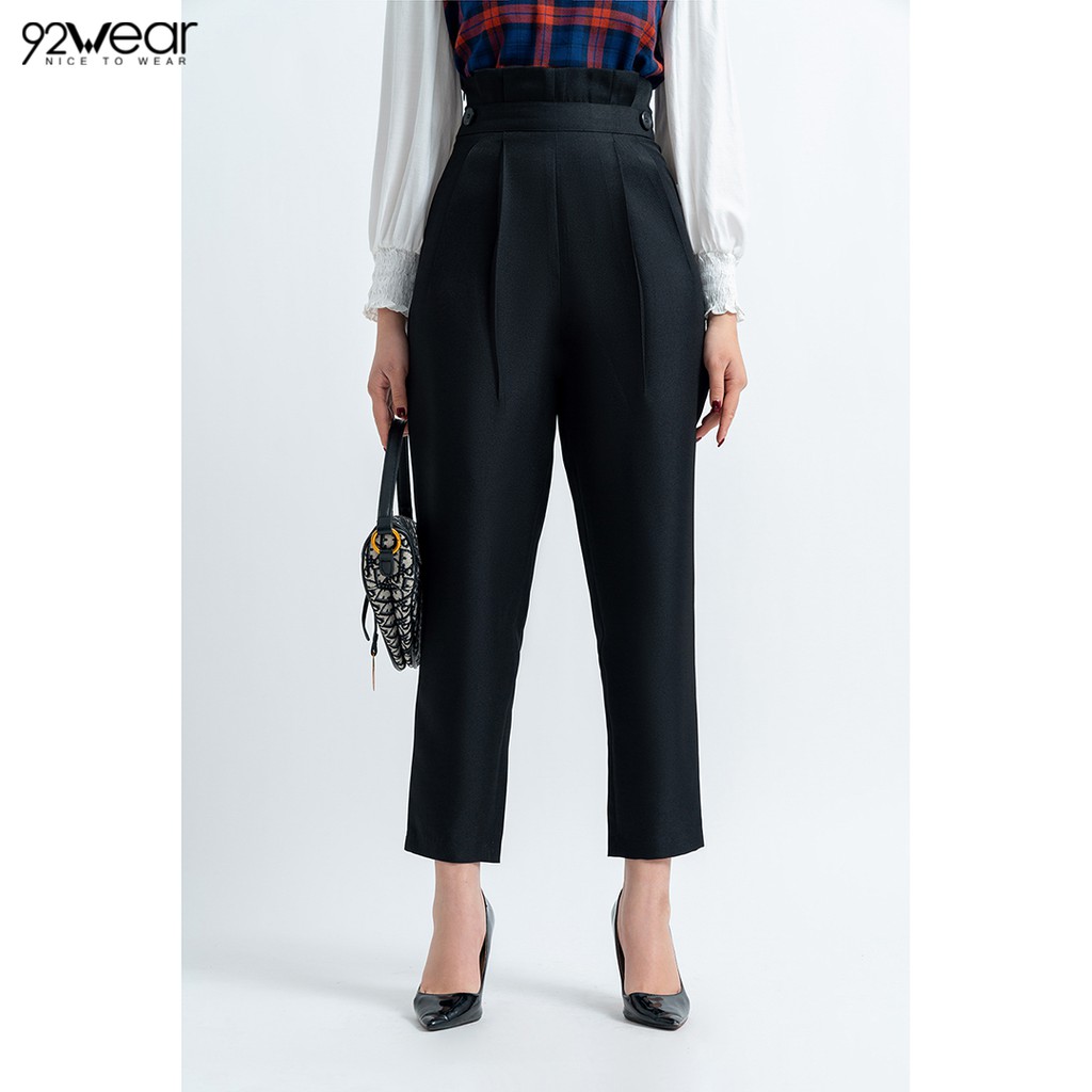 Quần baggy nữ cạp cao gấp ly QAW0680 - 92WEAR | BigBuy360 - bigbuy360.vn