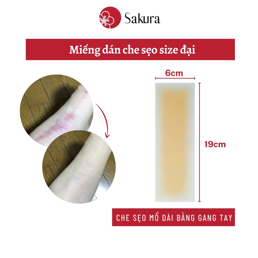 Miếng dán che sẹo Japan Sakura 6x19cm miếng dán che khuyết điểm nhiều màu chống nước, nhiều size